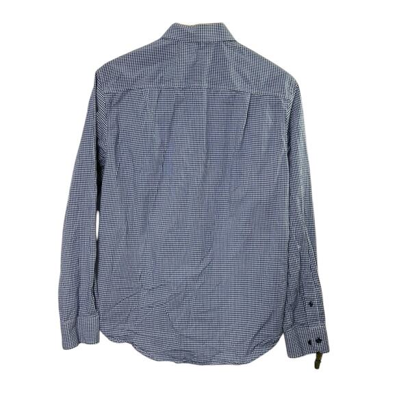 Tasso Elba Blue & White Check Long Sleeve Button Up Shirt Men's Small 14-14.5 - Picture 4 of 5